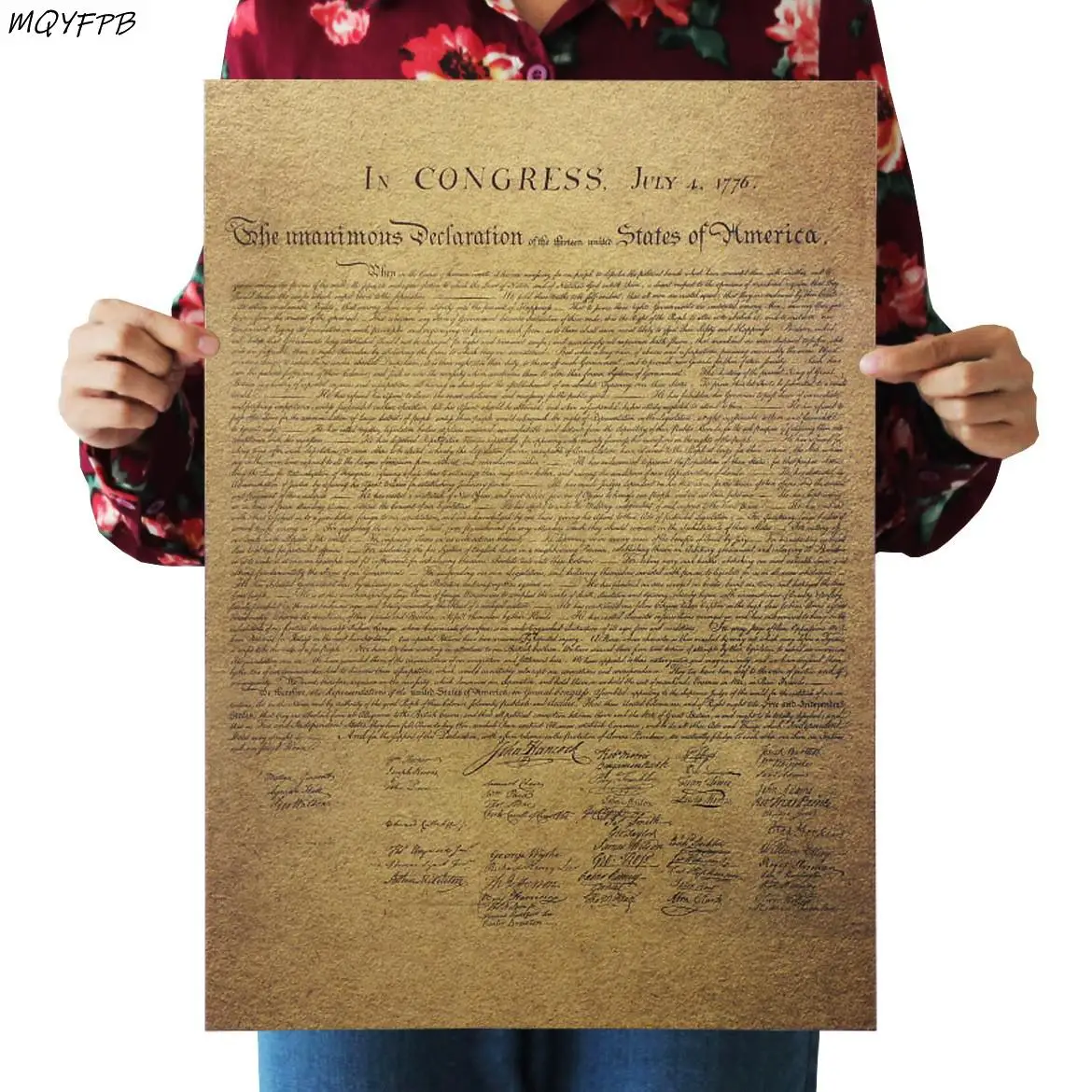 

American Declaration Of Independence Kraft paper Reminiscent Poster Home Decoration Painting Wall Sticker 50.5x35cm
