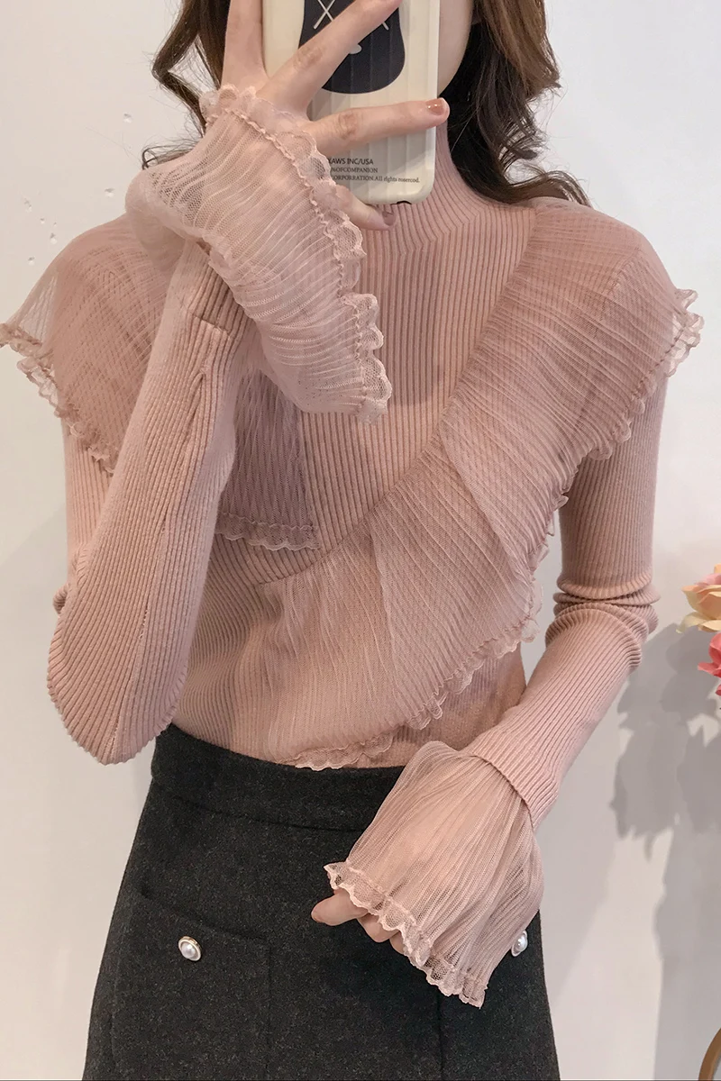 

new 2020 han edition cultivate morality net yarn splicing agaric render unlined upper garment of girl autumn and winter