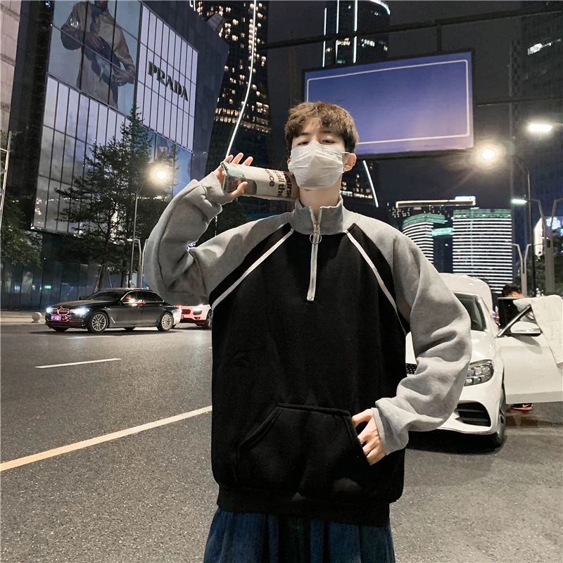

2020 Fashion Men Hoodie Contrast Stitching Sweatshirt Harajuku Hoodie Streetwear Hip Hop Men Hoodie Oversized Hoodie