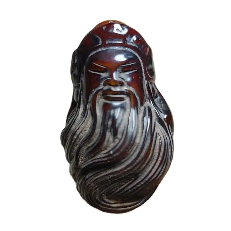 Китайская антикварная статуя из бычьего рога ручная резьба Гуань Юань гуньгун
