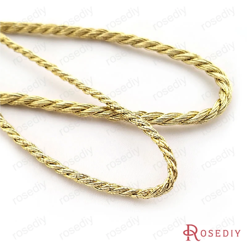 Gold color T12967), 5 метров, Диаметр 2,5 мм, 3,5 мм, золотой цвет, серебристый цвет, шелковые нити, витые шнуры, веревка, аксессуары для самостоятельной сборки - Цвет: Gold color