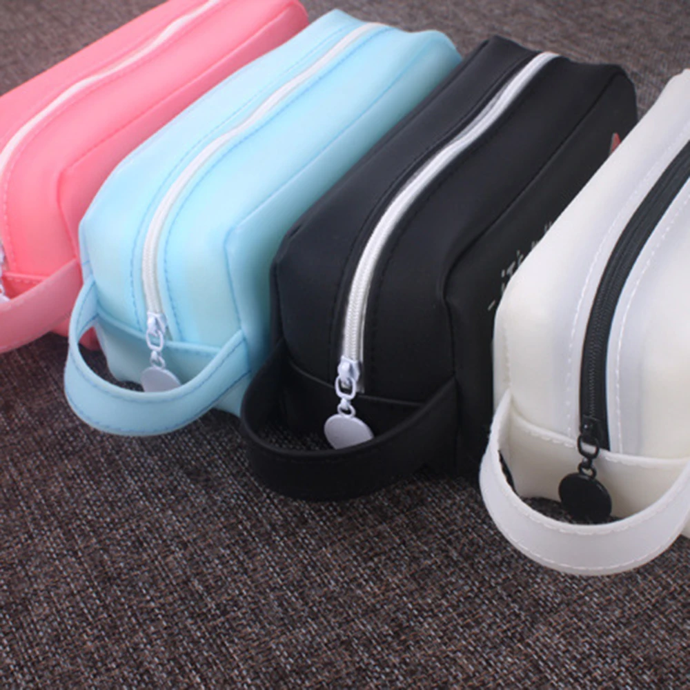 PVC Big Kawaii Pencil Case Silicone Cartoon Fruit Pen Box Black Large Bag For Student Girl Gift Cute School Stationery Supplies |