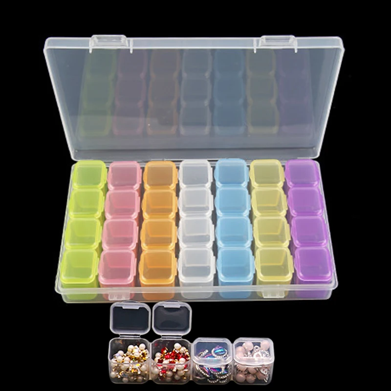 Инструменты для алмазной живописи пластиковая коробка хранения 28 ячеек вышивки