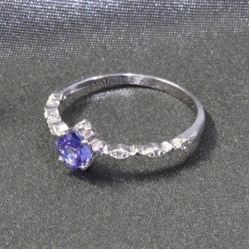 Женское серебряное кольцо с танзанитом серебро 100% пробы 4 мм|Кольца| |