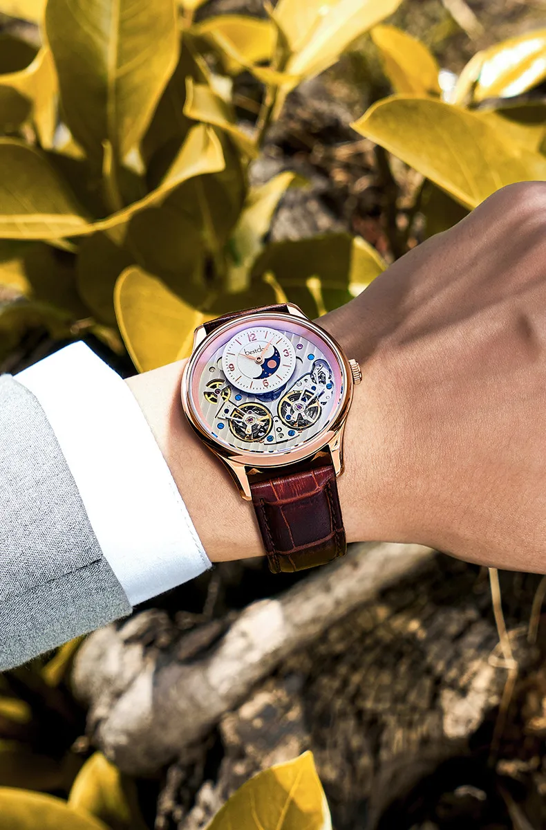Двойной скелет MoonPhase швейцарские роскошные брендовые механические часы для мужчин полностью стальные водонепроницаемые автоматические мужские часы reloj montre