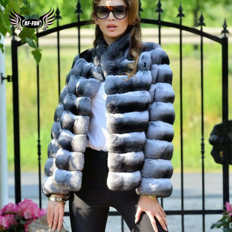 Rabbit Fur Coat Chinchilla Russian Winter Coats 2022 Parka Real Fur Covered Women Winter Whole Skin Fashion Slim Fur Natural