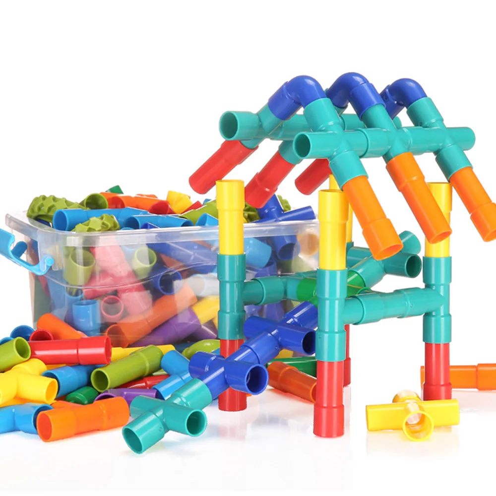 

Creative Pipeline Tunnel Blocks 3D Construction Toys Baby Plastic DIY Assembling Water Pipe Building Blocks for Children Gifts