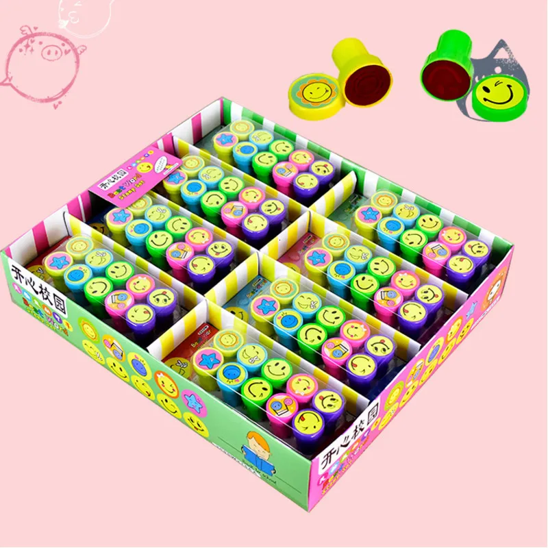 10pcs/Set Cartoon Smiley Face Kids Seal Children Toy Stamps for Scrapbooking Stamper DIY Painting Photo Album Rubber Stamp | Игрушки и