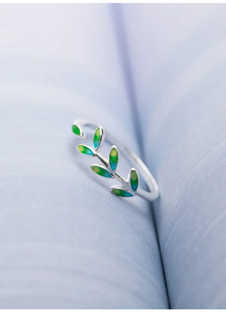 Мужские и женские кольца JIANERY свадебные с зелеными листьями модного серебристого