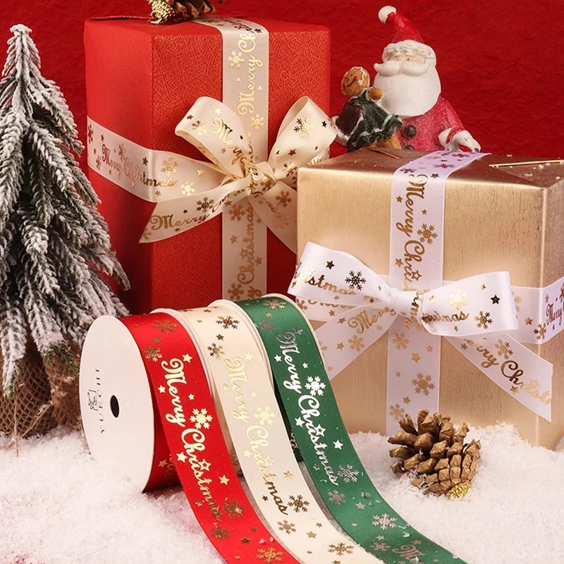 

10 Yards 10/16/20/25mm Christmas Ribbon Printed Grosgrain Ribbons for Gift Wrapping Wedding Decoration Hair Bows DIY
