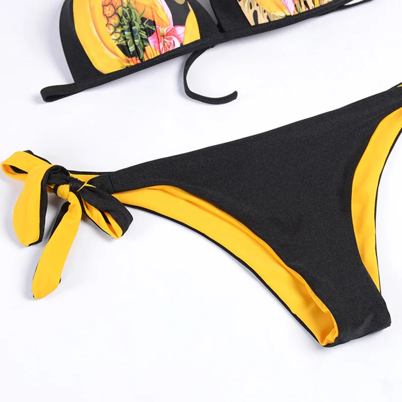 Новинка бикини с принтом 2019 сексуальный бандаж стринги пуш ап женский купальный
