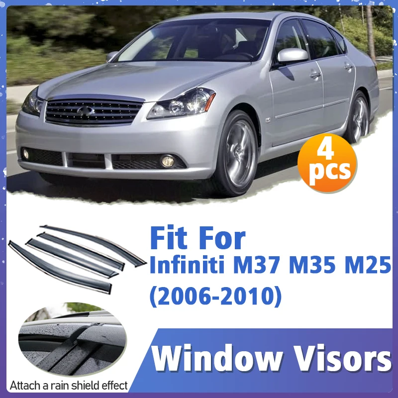 Window Visor Guard for Infiniti M37 M35 M25 2006-2010 Vent Cover Trim Awnings Shelters Protection Sun Rain Deflector Accessorie