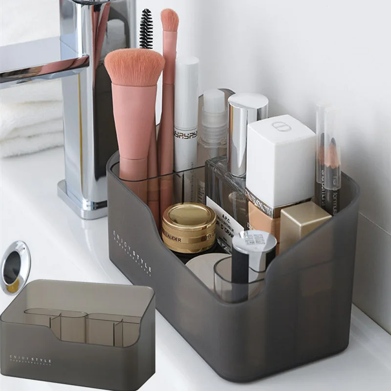 

Plastic Makeup Bathroom Storage Box Cosmetic Organizer Desktop Make Up Jewelry Storage Case Sundries Table Container Organizer