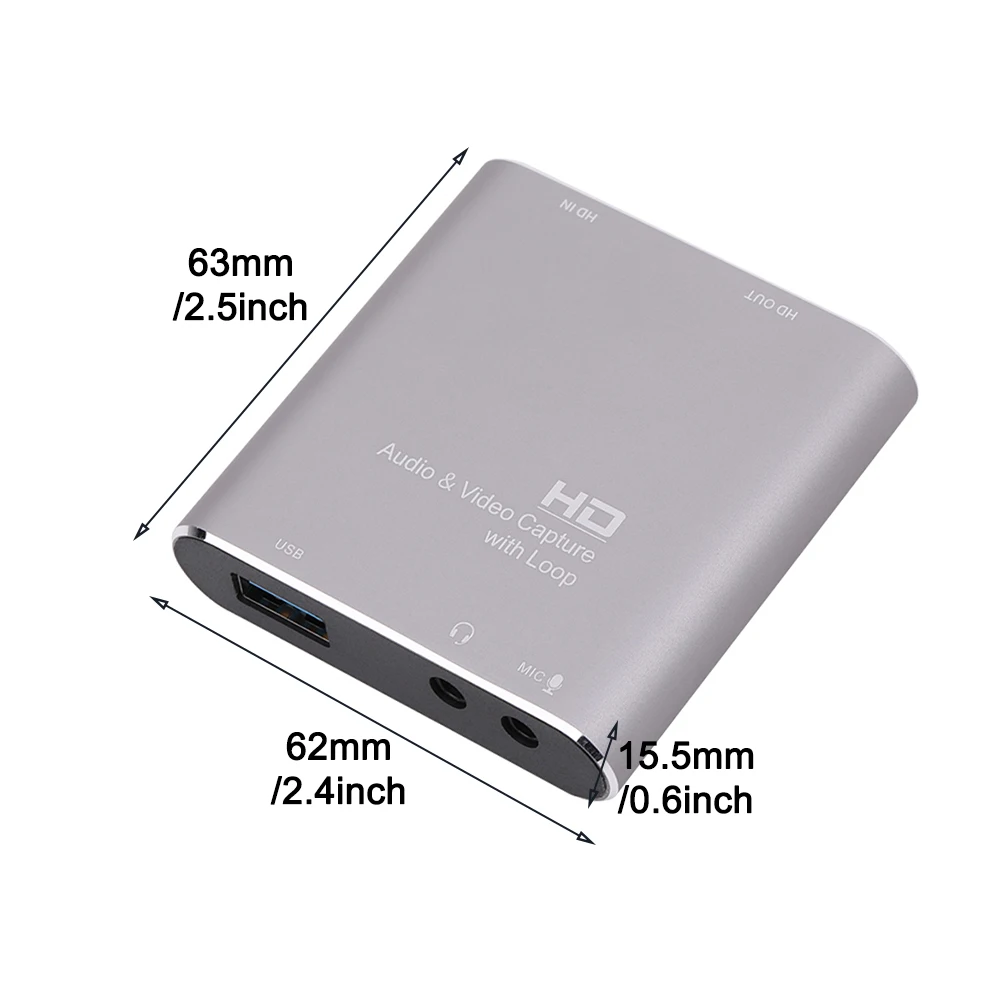 

USB3.0 With Mic Audio DVD Camcorder 1080P 60fps PC 4K Video Capture Card Grabber Record Box Game Aluminium Alloy Live Streaming