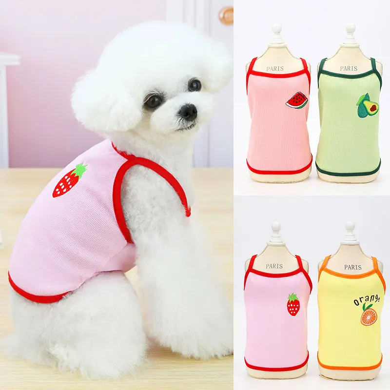 

Dog Clothes Small Dogs S-XXL Simple Puppy Dog Accessory Cat T-shirt Striped Pet Vest Sleeveless Solid Summer Clothes Dog Shirt