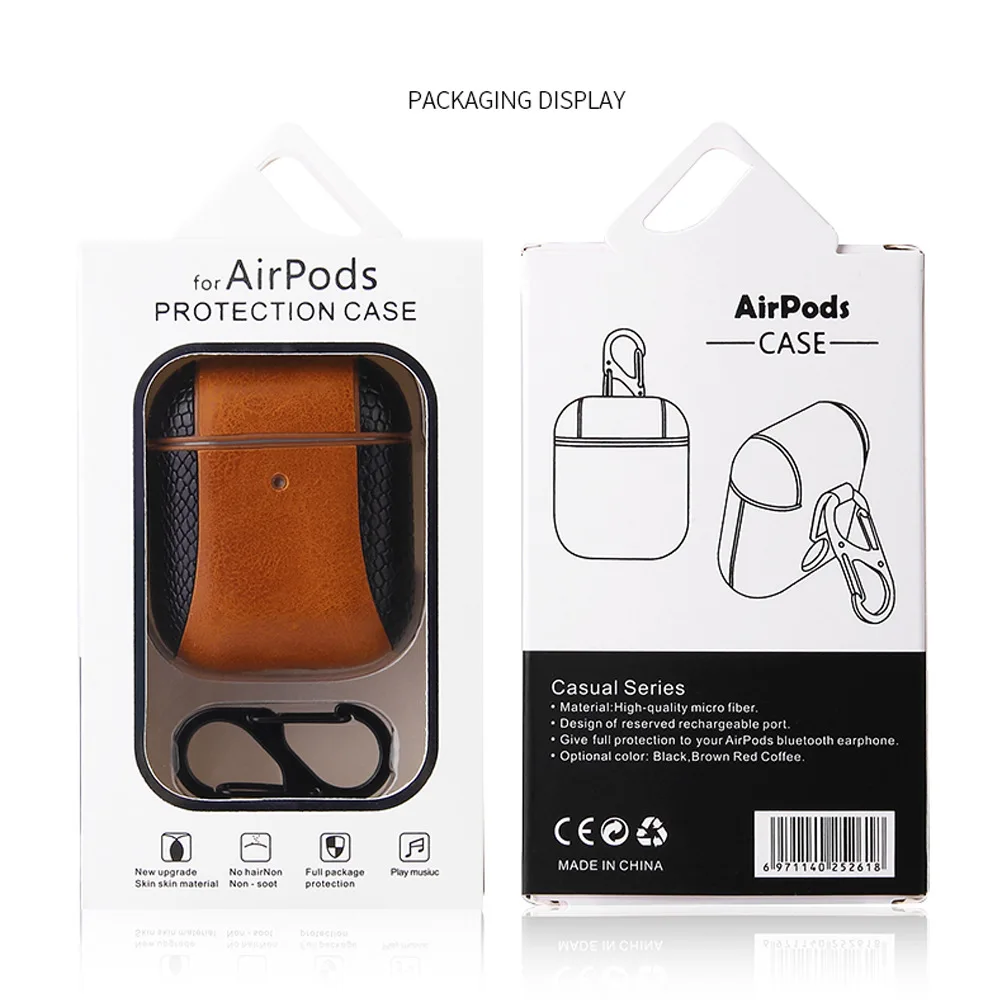 Для Airpods 2 Bluetooth беспроводная гарнитура бизнес из искусственной кожи коробка для