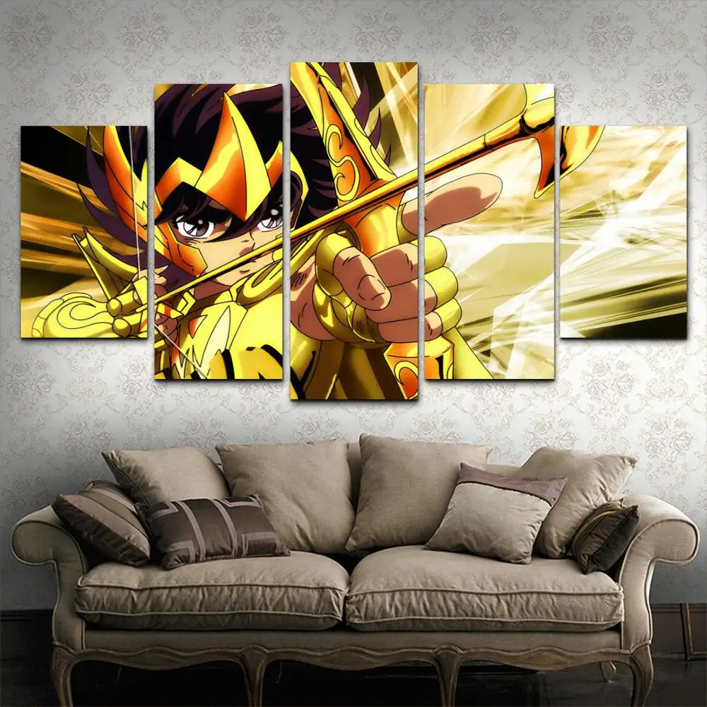

No Framed 5 pieces Saint Seiya Zodiac Knight Modern Home Decor Modular Pictures Canvas Paintings Printed Posters Wall Art