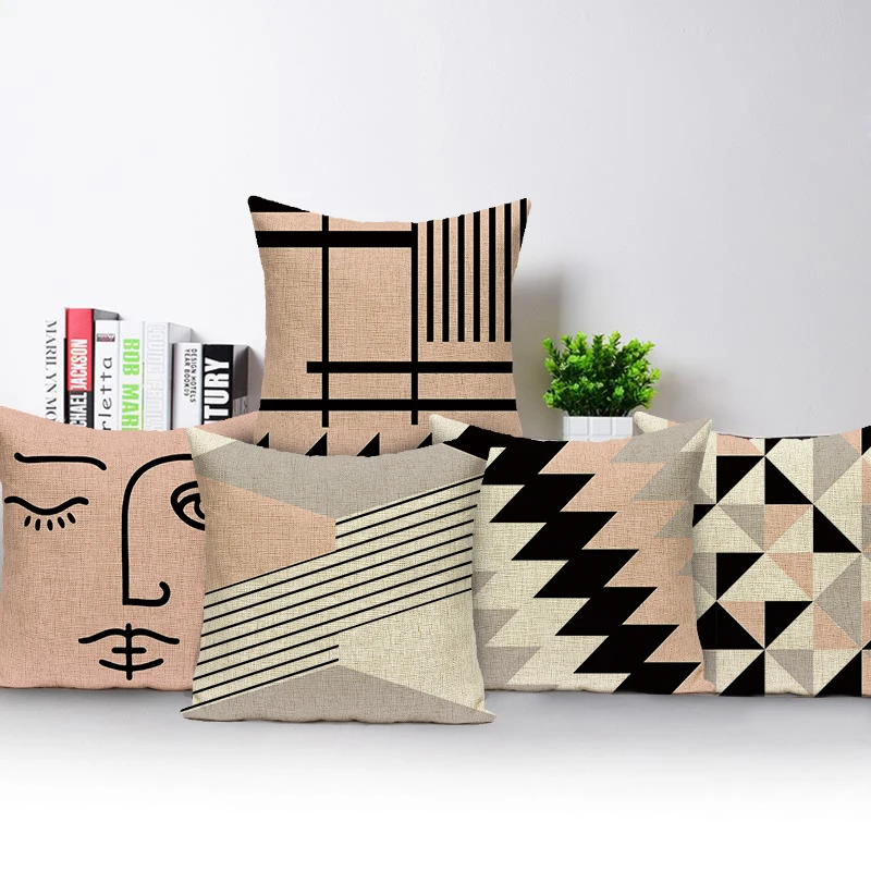 Чехол для подушки в скандинавском стиле с геометрическим рисунком слон олень