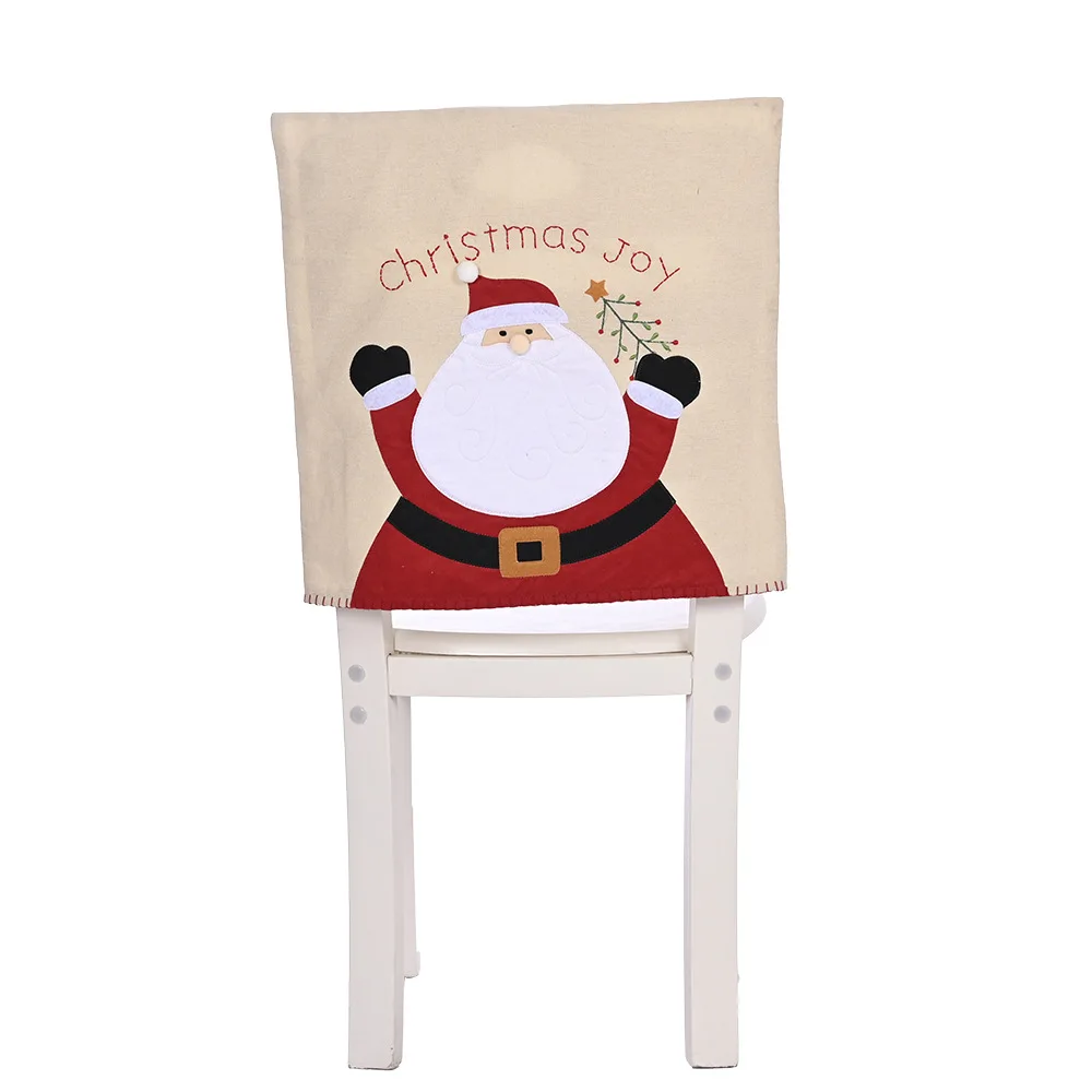 Christmas New Decorations Embroidery Linen Old Man Snowman Chair Cover Creative Restaurant Stool Slipcovers Navidad | Дом и сад