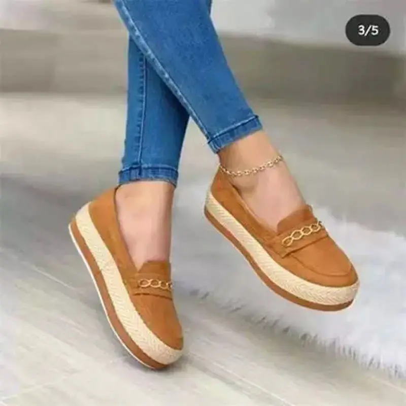 

Женские спортивные туфли, плоская Вулканизированная подошва, толстая подошва, кожаные уличные повседневные лоферы на низком каблуке, осень