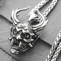 316l stainless steel personalized retro scary evil spirits and red prajna pendant necklace mens necklace jewelry