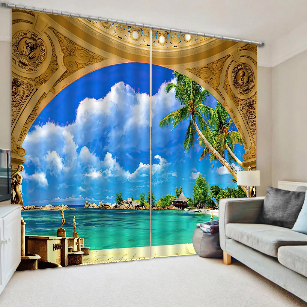 

3D Landscape Windows Curtains For Living Room Bedroom Blackout Thin/ Thicken Kitchen Curtains Drapes Window Treatments