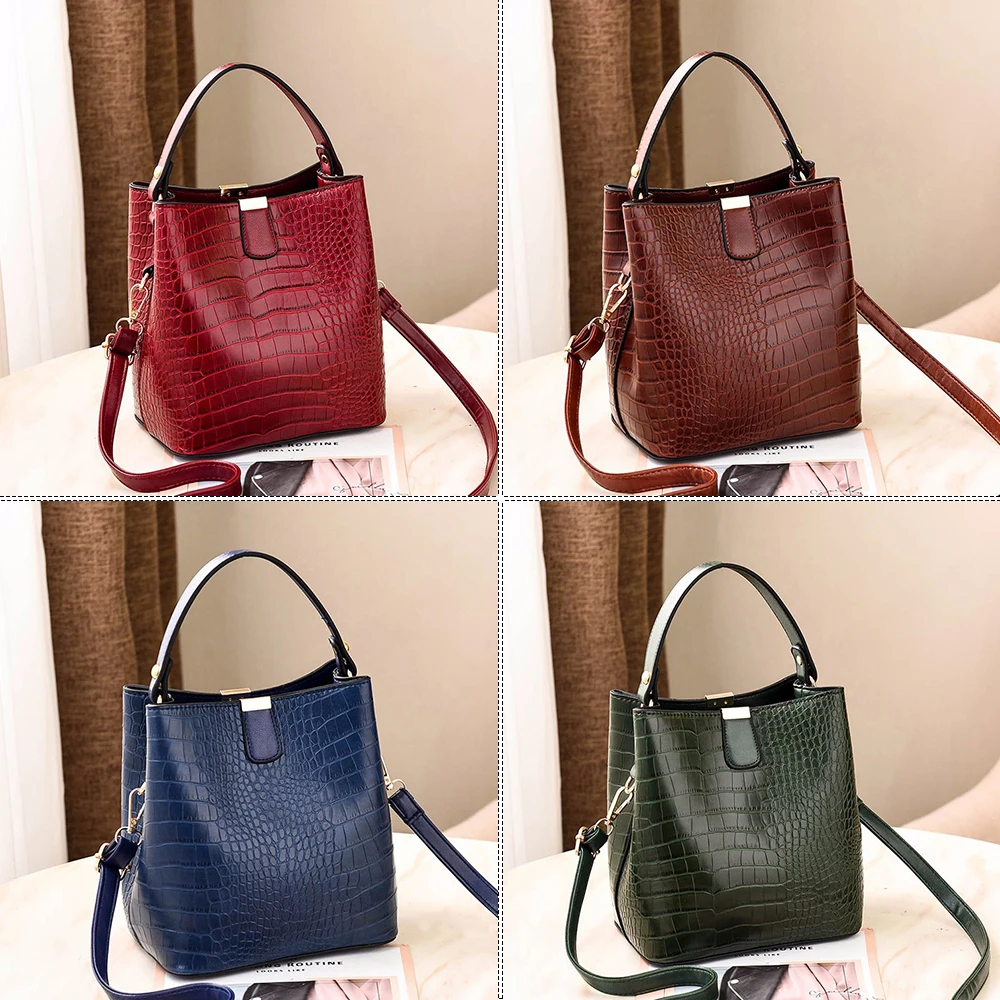 Женские сумки-ведро в стиле Аллигатор повседневные Простые сумки-мессенджеры