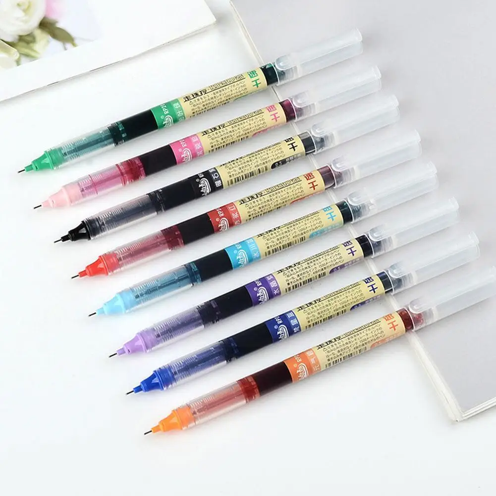

1pc 0.5mm Roller Pen Black/red/blue Color Ink Straight Liquid Pen Quick-drying Gel School Signature Pen Stationery Office S0s4