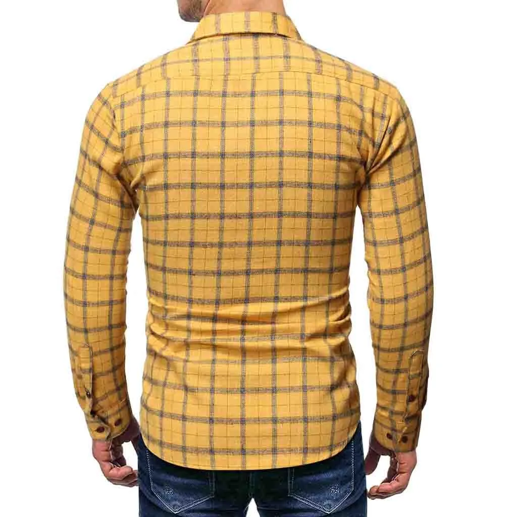 SAGACE высокое качество модная мужская повседневная клетчатая рубашка с длинными