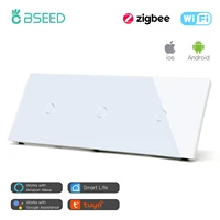 bseed new zigbee smart eu single live 228mm touch light switch glass panel smart switches alexa smart life compatible