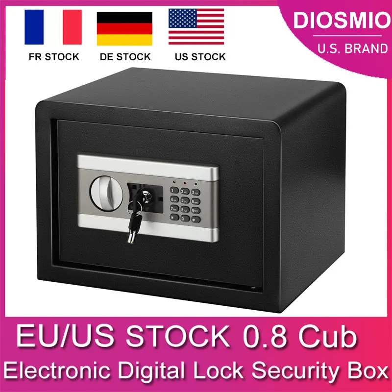 DIOSMIO EU/US Stock 0.8Cub Safe Cabinet Security Box Electronic Digital Lock Box with Keypad LED Indicator Fireproof Waterproof