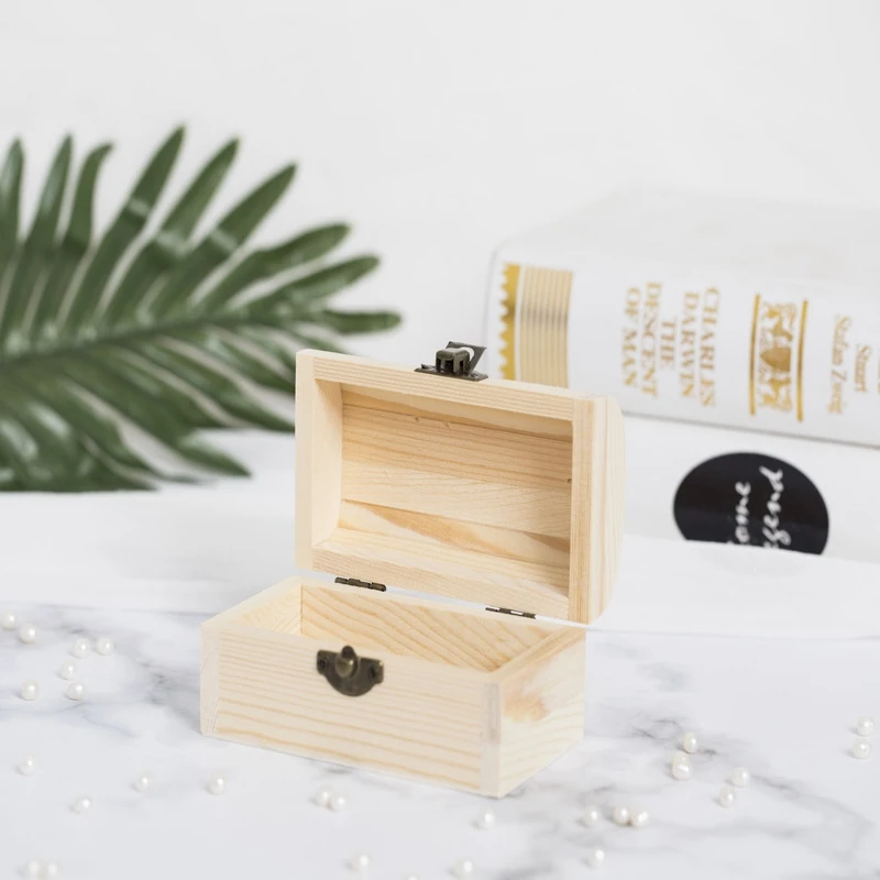 3Pcs Unfinished Wooden Chest Jewelry Storage Box Case DIY Home Decorations | Дом и сад