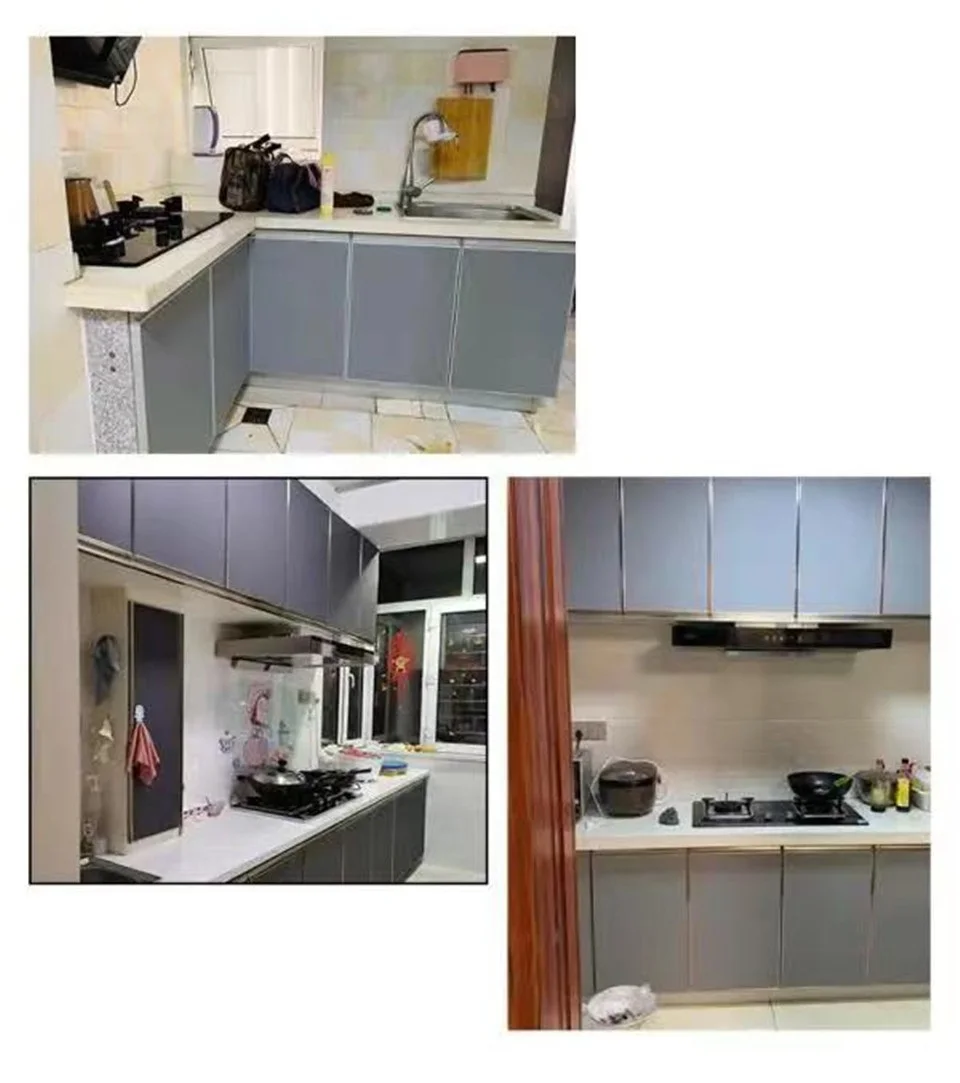 90x500cm Gray Sticker For Kitchen Door Furniture Renew Wallpaper Desktop Cover Film Adhesive Waterproof Wall Decal Home Decor