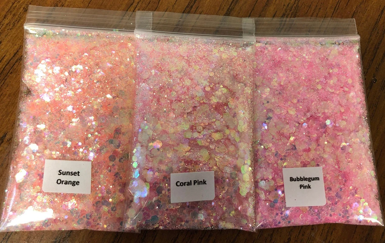 

50g Chunky Nail Glitter Pink Opal Chunky Mix Glitter - Pink Opal Iridescent Glitter, Chunky mix glitter, PET Polyester Glitter