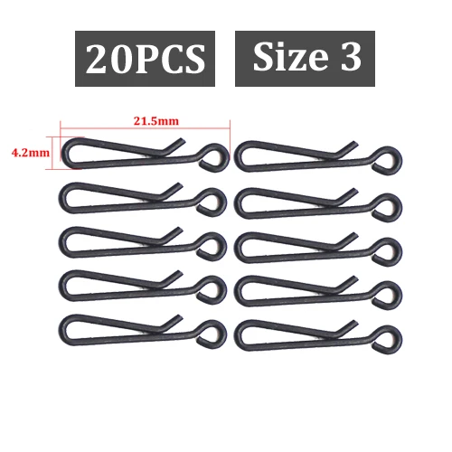 20PCS-Size3 20 шт., аксессуары для ловли карпа, зажим для ловли карпа, быстросменный зажим, защелкивающийся крючок, поворотный зажим для ловли карпа, снасти для изготовления волос - Цвет: 20PCS-Size3