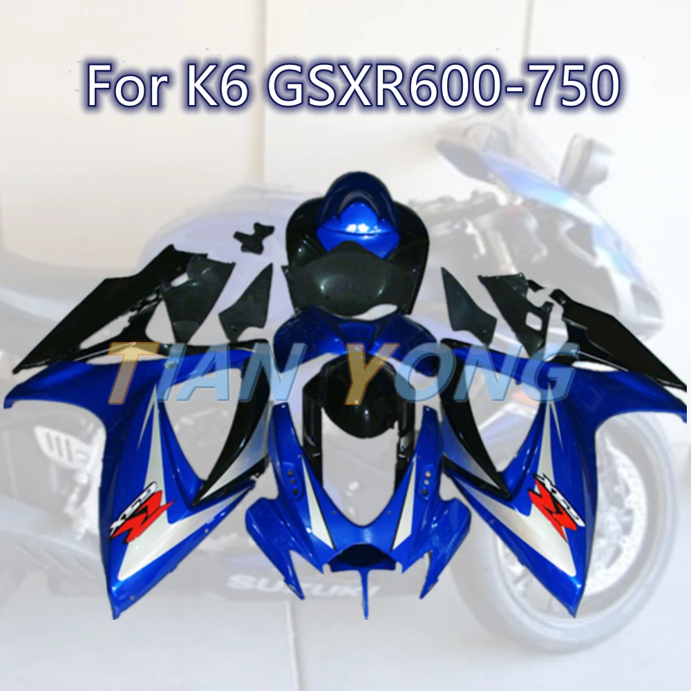 

Сине-черный новый комплект обтекателей для мотоцикла ABS для SUZUKI GSX-R600 2006 2007, детали на заказ, пластиковая защитная крышка
