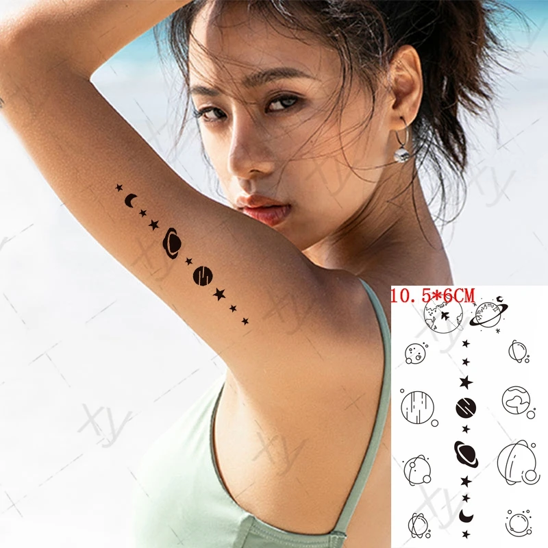 

Waterproof Temporary Tattoo Sticker Star Sun Moon Universe Ins Fake Tattoos Flash Tatoos Arm Body Art for Women Men 10.5*6cm