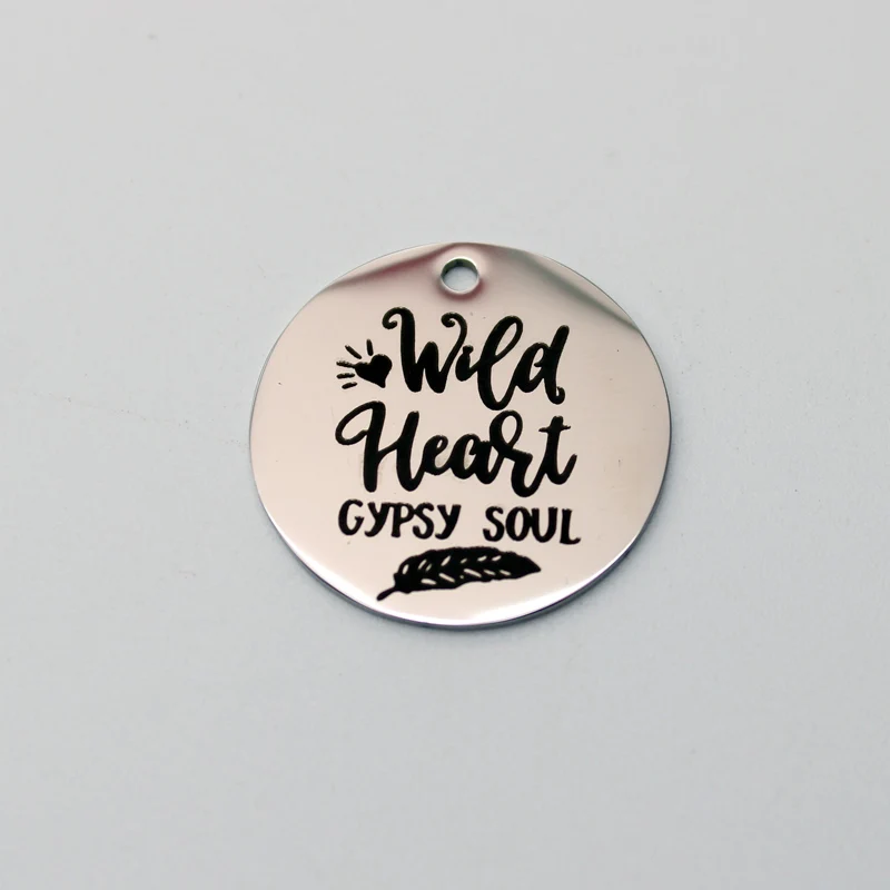 

20pcs Stainless Steel Memorial Charm WILD HEART CYPSY SOUL Charms Pendant For DIY Handmade Accessories