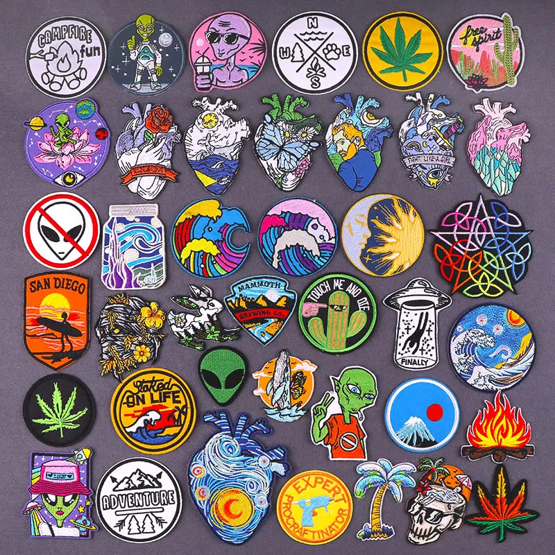 Мультяшная аппликация волны патчи вышитые нашивки для одежды наклейки сердце