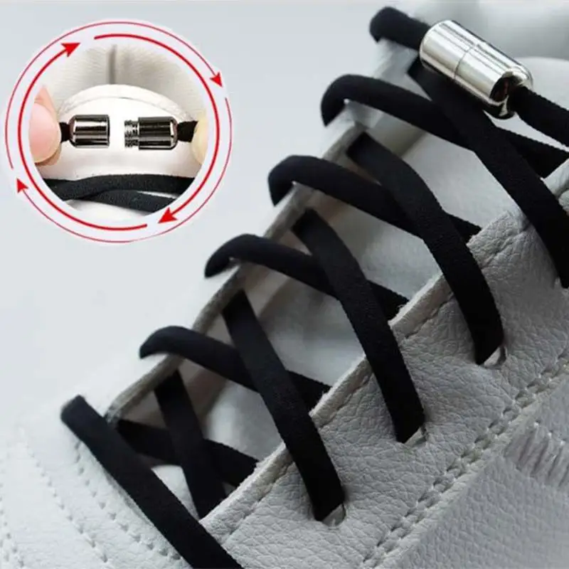 

Elastic No Tie Shoelaces Semicircle Shoe Laces For Kids and Adult Sneakers Shoelace Quick Lazy Metal Lock Laces Shoe Strings