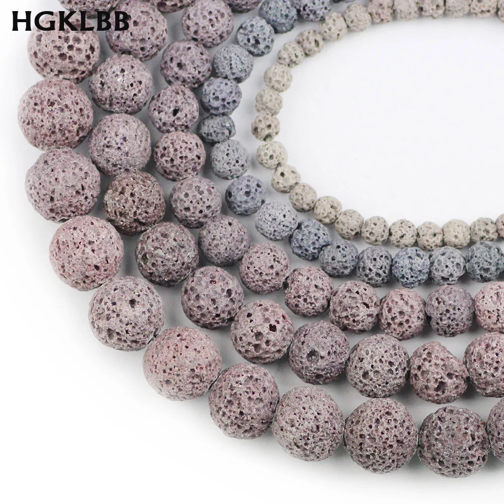 HGKLBB серый вулканическая лава рок Натуральный камень 4/6/8/10/12 мм Круглые Spacer Бусины