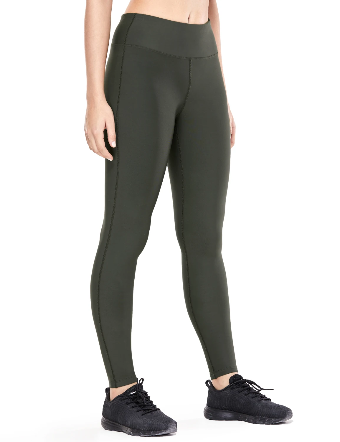 Olive Green03 La Isla/женские зимние утепленные легинсы с подкладкой из плотного флиса, спортивные теплые штаны со средней посадкой с карманом на молнии-28 дюймов - Цвет: Olive Green03
