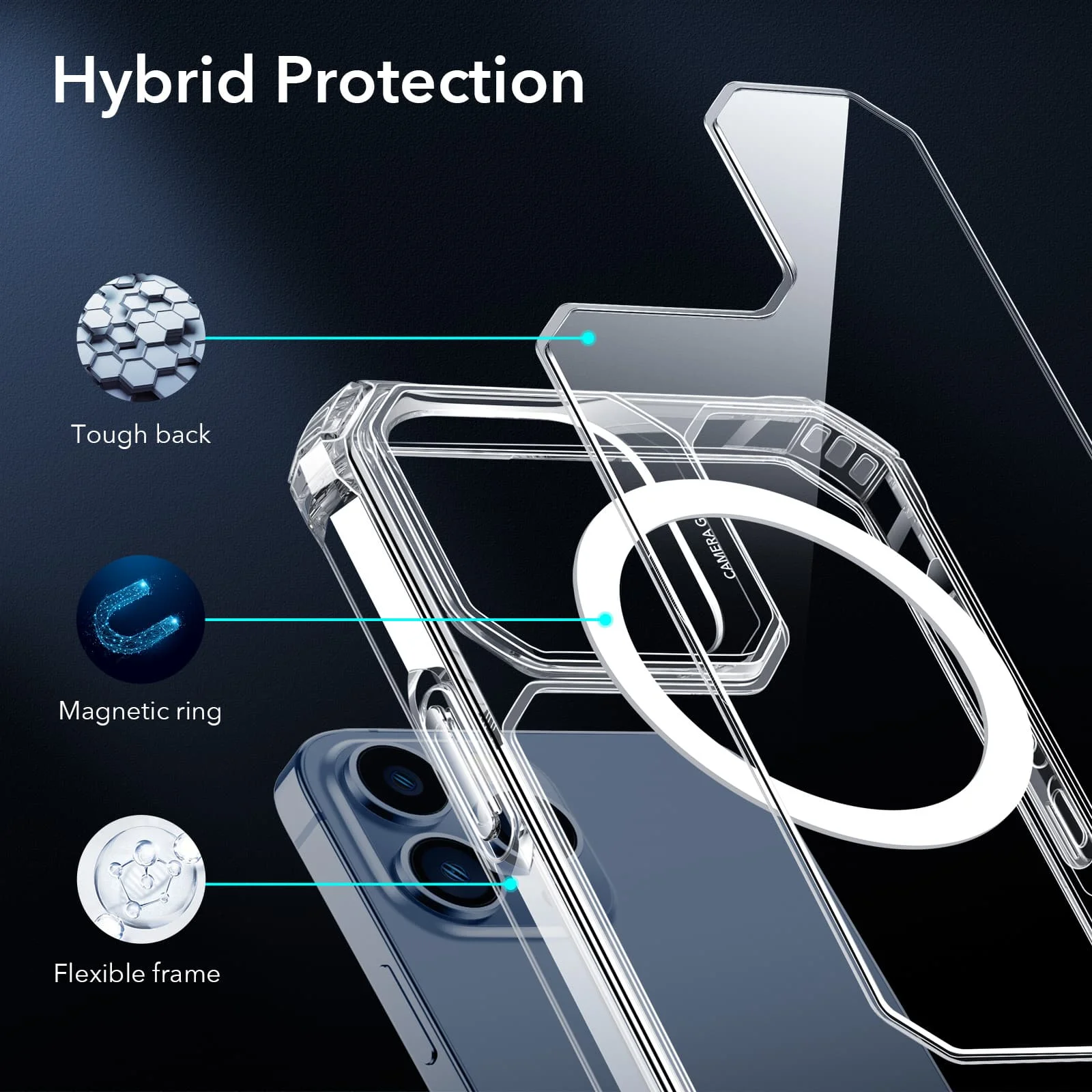 ESR Air Armor Magnetic Case for iPhone 13 Pro Max HaloLock Compatible with Magsafe Case for iPhone 13 Pro Transparent Back Cover
