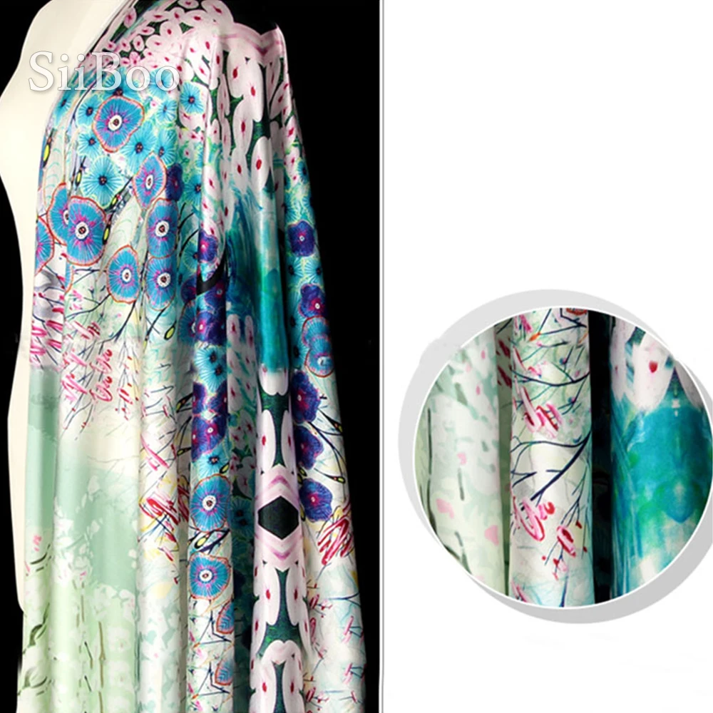 Роскошный Лебедь цветочный позиционирование печати спандекс шелковая ткань для