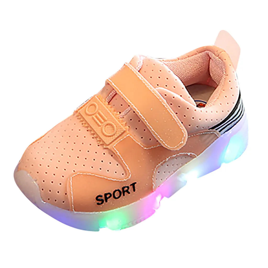 Детские кроссовки для маленьких девочек и мальчиков дышащие светодиодный