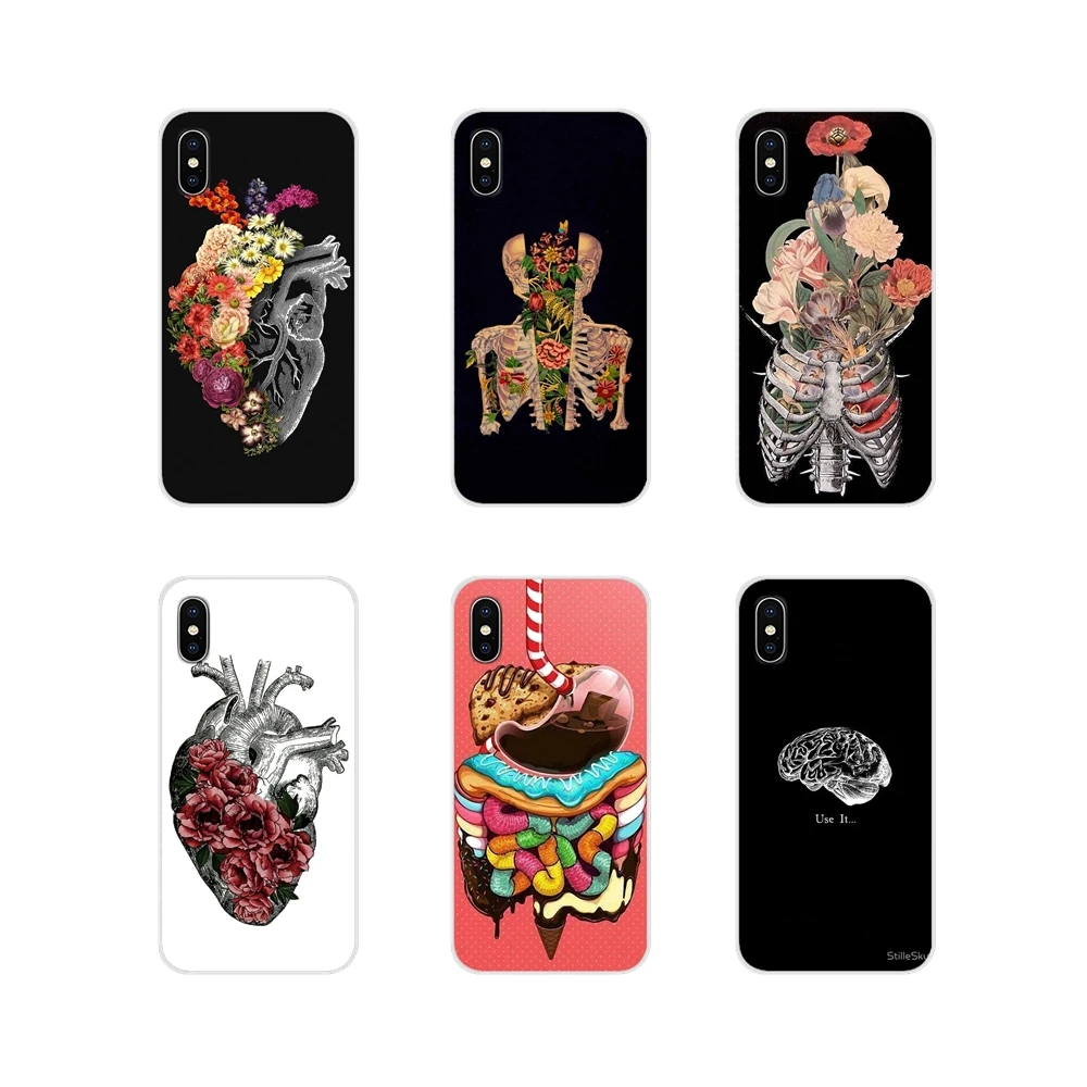 Анатомия человека и принтом в виде сердечек прозрачная задняя крышка из ТПУ