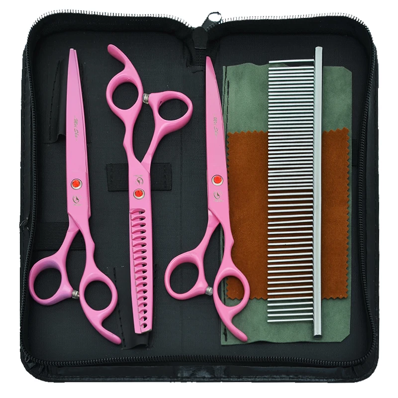 

7.0" Professional Dog Cutting Scissors Fish Bone 18Teeth Thinning Shears Stainless Steel Pet Grooming Clipper Set Forceps B0036A
