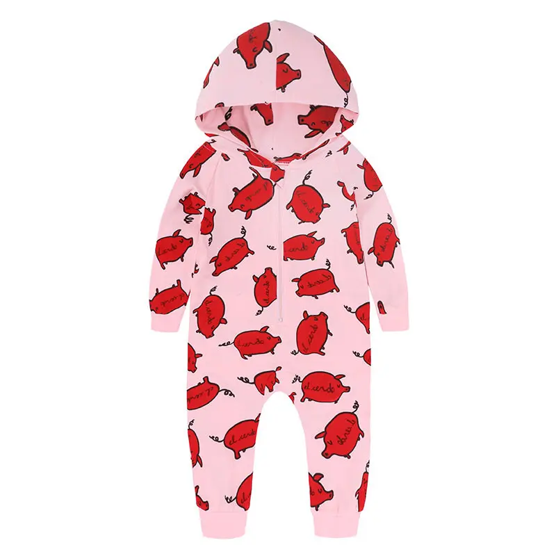 

0-24M Toddler Baby Clothes Hooded Long Sleeve Zipper Boy&Girl Kids Baby Rompers Cotton Jumpsuit New Born Clothes Casual Outfit