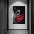 Девушка бросает красный дым плакаты и печатные красные губы Картина на холсте женщина HD Печать абстрактная стена искусство Декор для дома