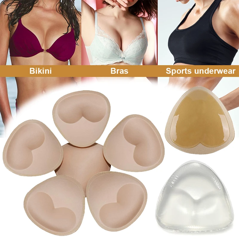 

1Pairs Bikini Chest Pad Push Up Padded Swimsuit Bikini Small Bust Thicker Breathable Sponge Bra Pad Invisible Triangle Bra